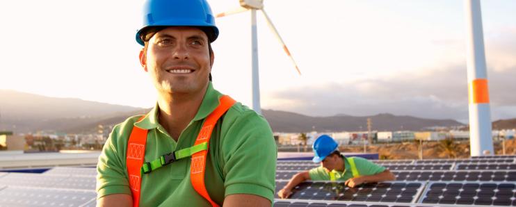 Image of man near a solar farm